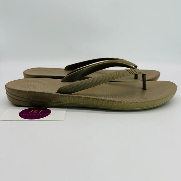 FitFlop Men's IQushion Ergonomic Thong Flip Flop Sandals Timberwolf Size 11 - Picture 1 of 12